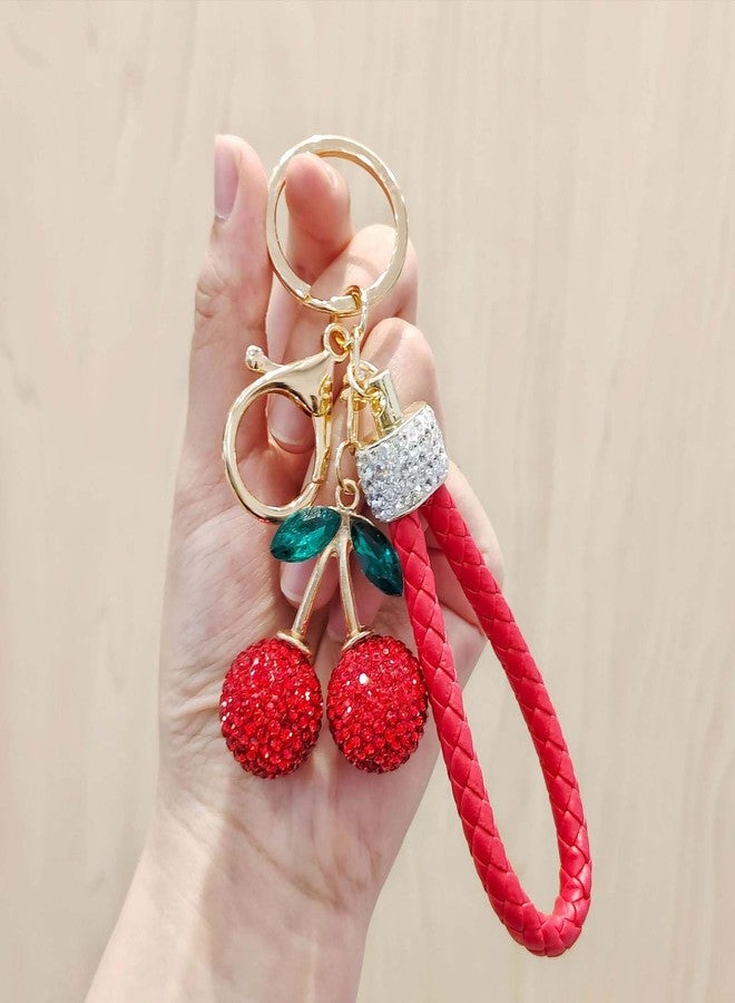 Hoheng Cherry Keychain Cherry Bag Charm Red Dresses for Women Cute Fruit Bag Charms for Handbags Valentines Day Gifts - Image 3